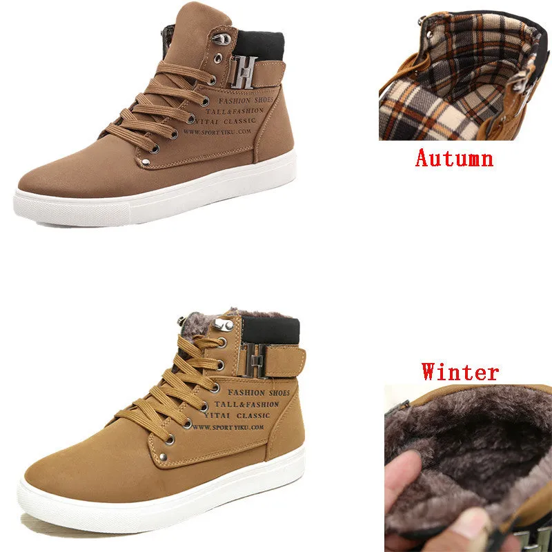 Hot Men Shoes Sapatos Tenis Masculino Male Fashion Spring Autumn Leather Shoe For Men Casual High Top Shoes Canvas Sneakers