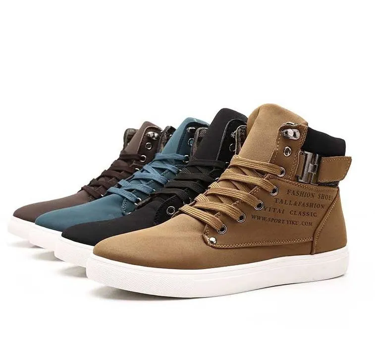 Hot Men Shoes Sapatos Tenis Masculino Male Fashion Spring Autumn Leather Shoe For Men Casual High Top Shoes Canvas Sneakers