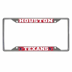 Houston Texans Chrome Metal License Plate Frame, 6.25in x 12.25in