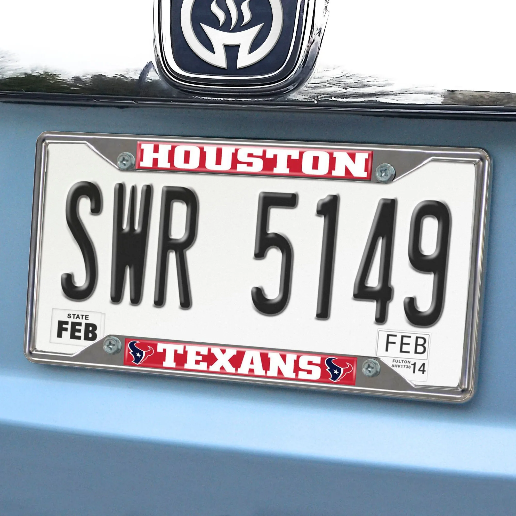 Houston Texans Chrome Metal License Plate Frame, 6.25in x 12.25in