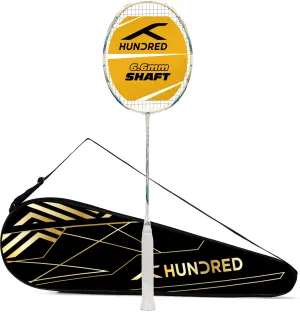 Hundred Flutter S Zoom Superior Wingshot Technology Strung Badminton Racquet (Gold / White)