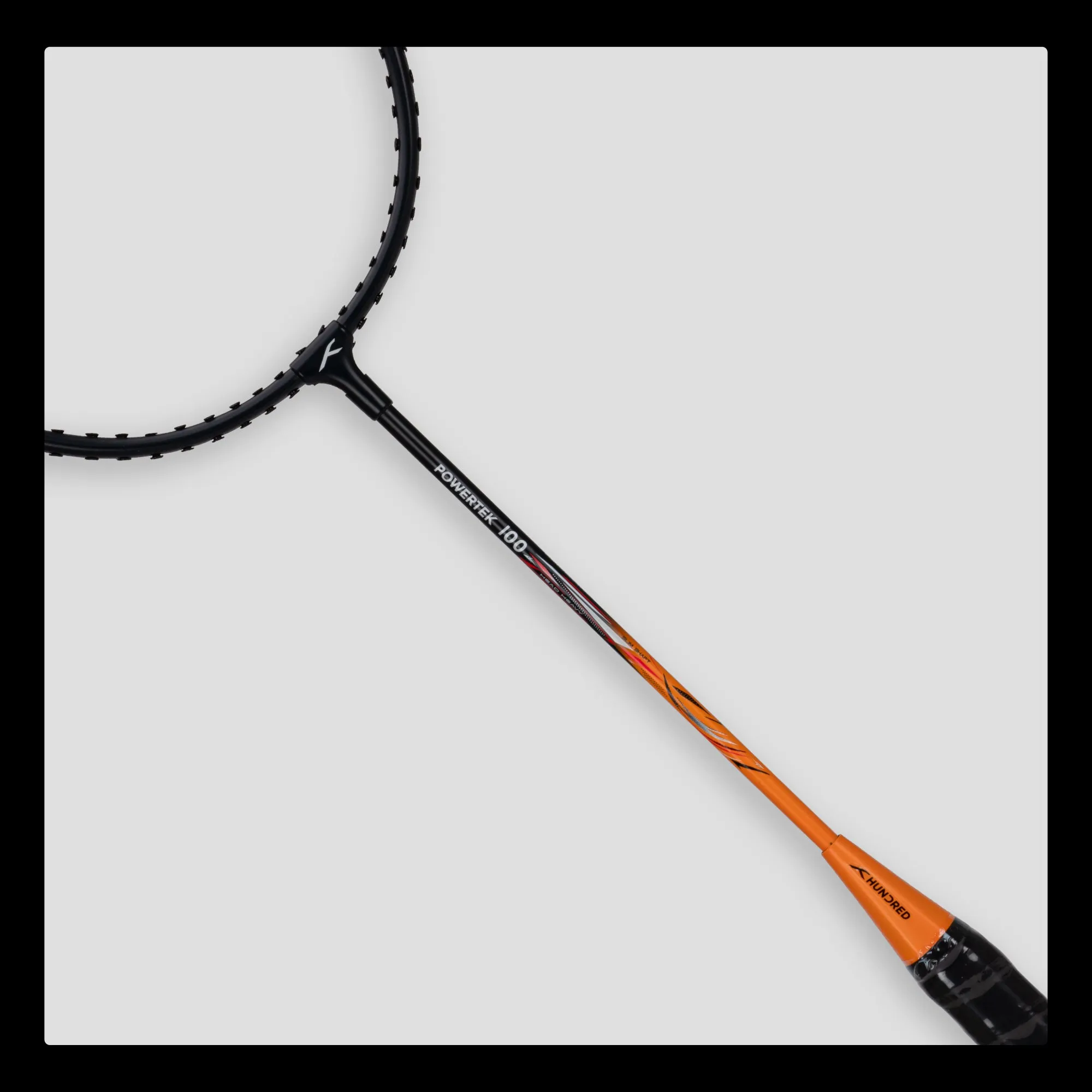 Hundred POWERTEK 100 (2PCS IN 1) Strung Badminton Racquet (Black / Orange)