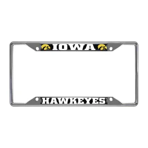 Iowa Hawkeyes Chrome Metal License Plate Frame, 6.25in x 12.25in