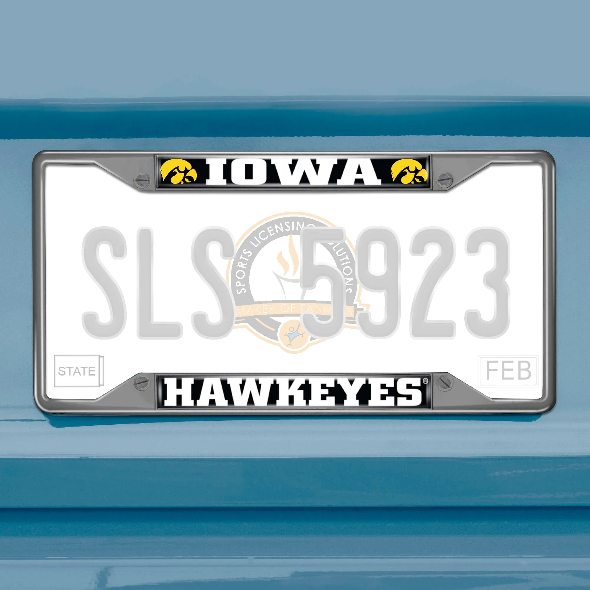 Iowa Hawkeyes Chrome Metal License Plate Frame, 6.25in x 12.25in