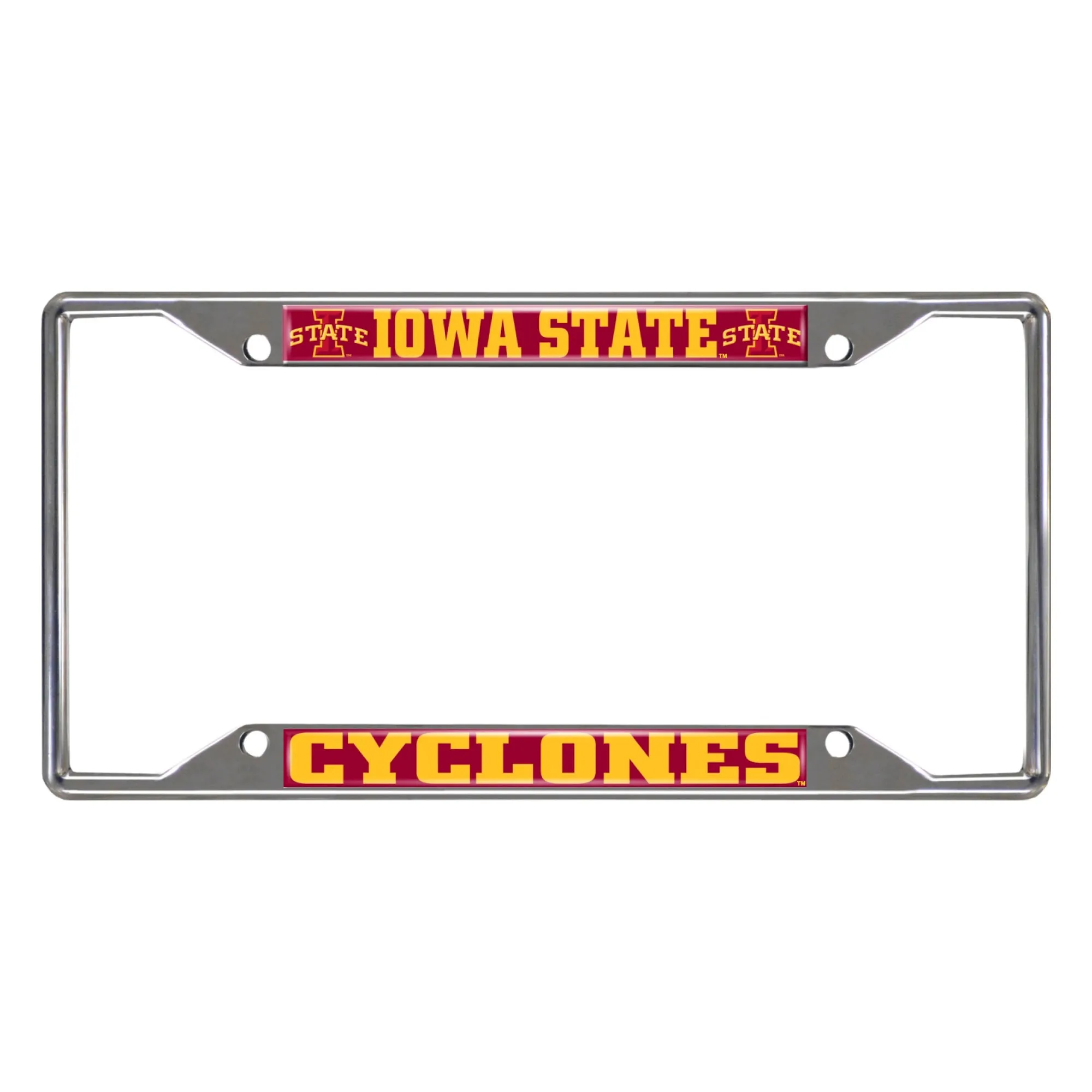 Iowa State Cyclones Chrome Metal License Plate Frame, 6.25in x 12.25in