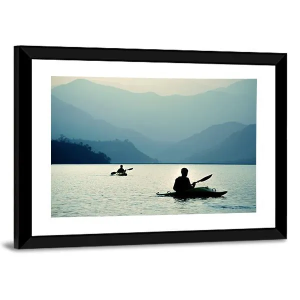 Kayaking At Sunset Canvas Wall Art