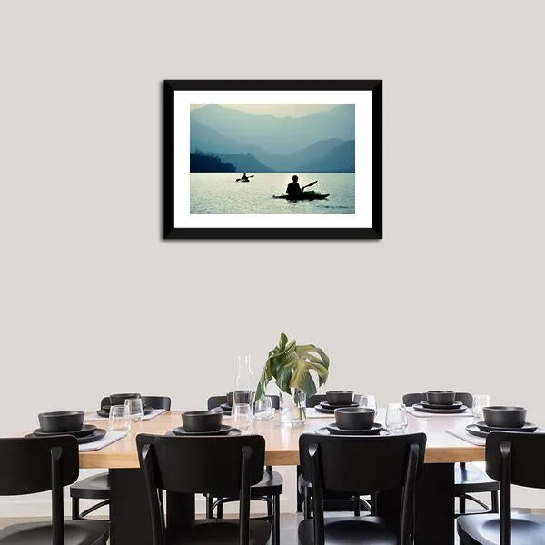 Kayaking At Sunset Canvas Wall Art