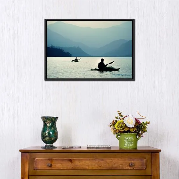 Kayaking At Sunset Canvas Wall Art