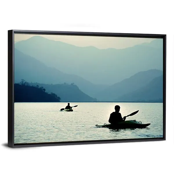 Kayaking At Sunset Canvas Wall Art