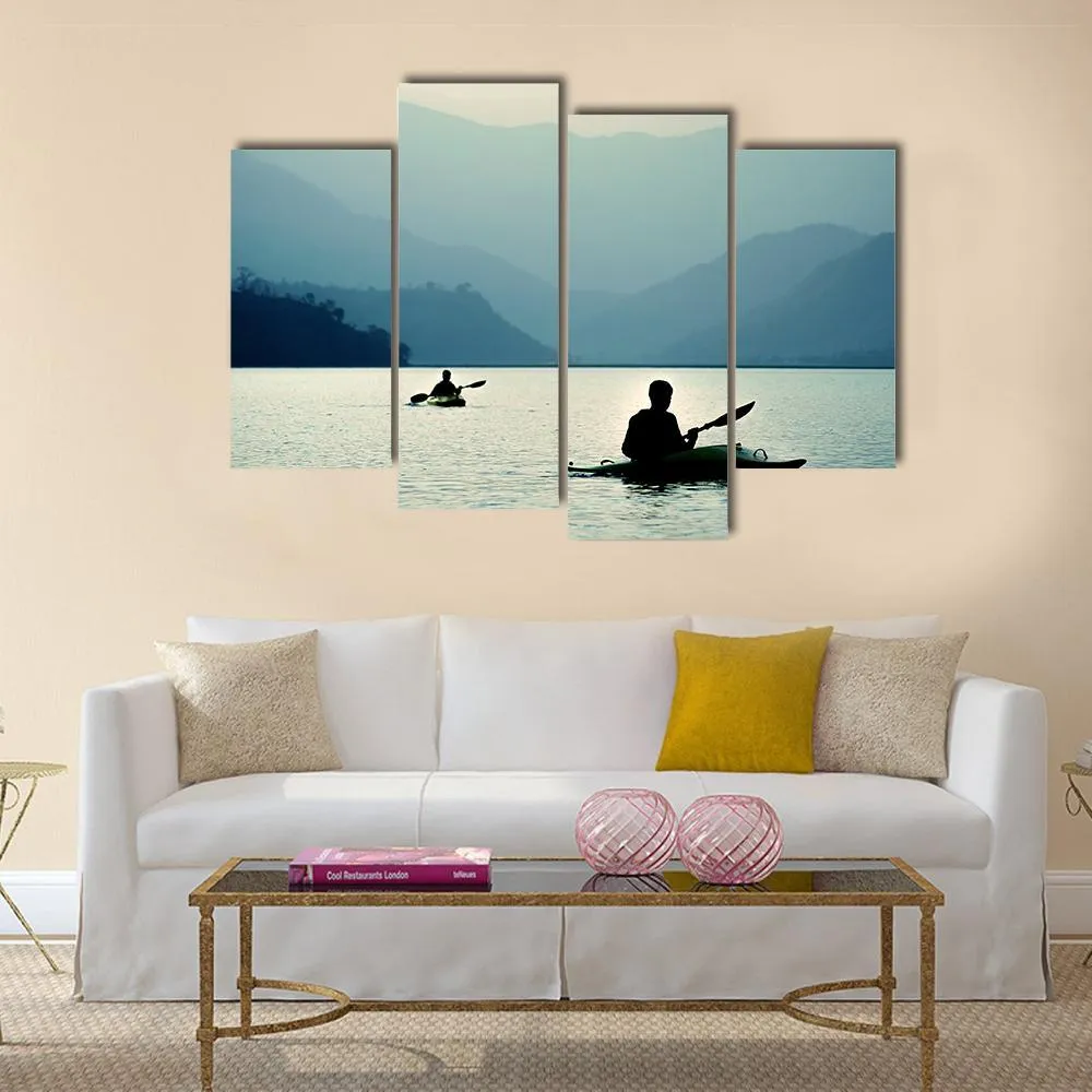 Kayaking At Sunset Canvas Wall Art