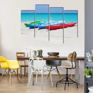 Kayaks On Beach Canvas Wall Art