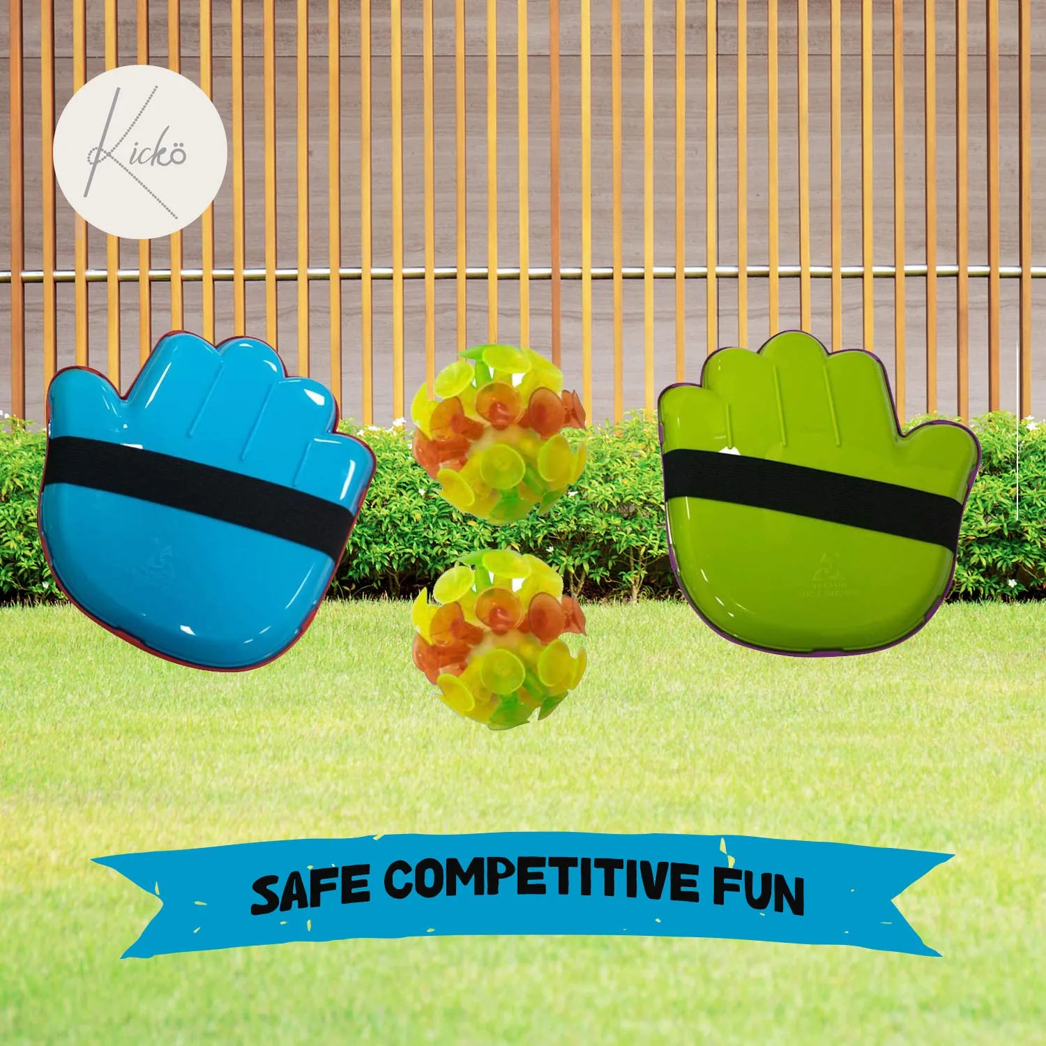 Kicko Mega Hands Toss and Catch Game - 4 Paddles, 2 Suction Balls - 7.25 Inch - 4 Player