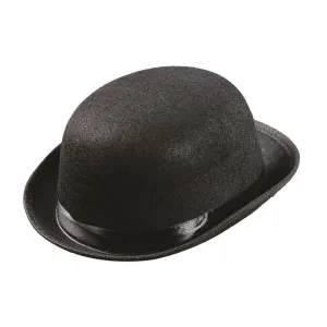 Kids Boys Black Bowler Satin Felt Hat Gentleman World Book Day Fancy Dress