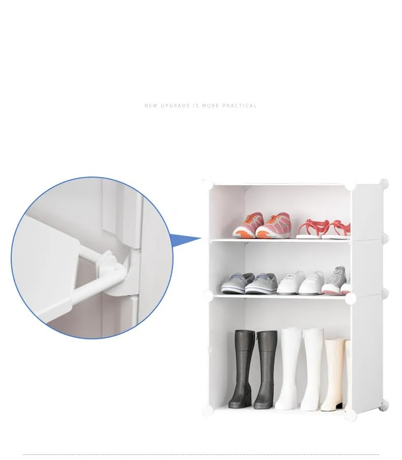 Kuber Industries Pack of 5 Shoes Cabinet |2 Column 4 -Tier Foldable Shoe Rack Organizer for Closet|Plastic Shoe Shelf Collapsible Shoes Box | Shoe Cabinet with Lids | JL2C4TWH | White