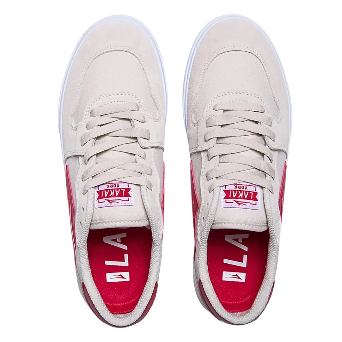 Lakai York Skate Shoes - White/Red Suede