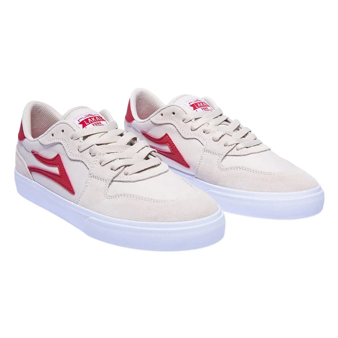 Lakai York Skate Shoes - White/Red Suede