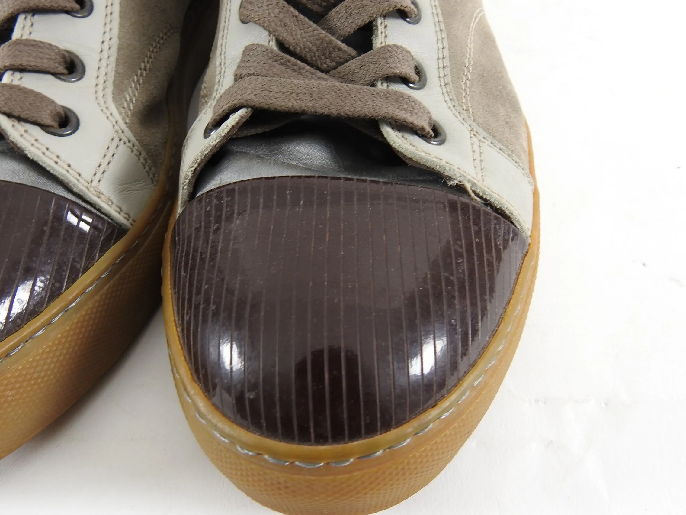 Lanvin Tennis Haute High Top Brown Suede and Leather Sneakers - 8