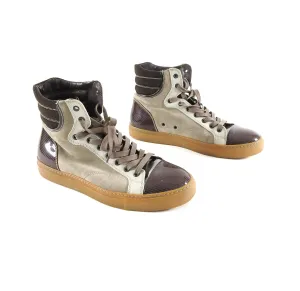 Lanvin Tennis Haute High Top Brown Suede and Leather Sneakers - 8