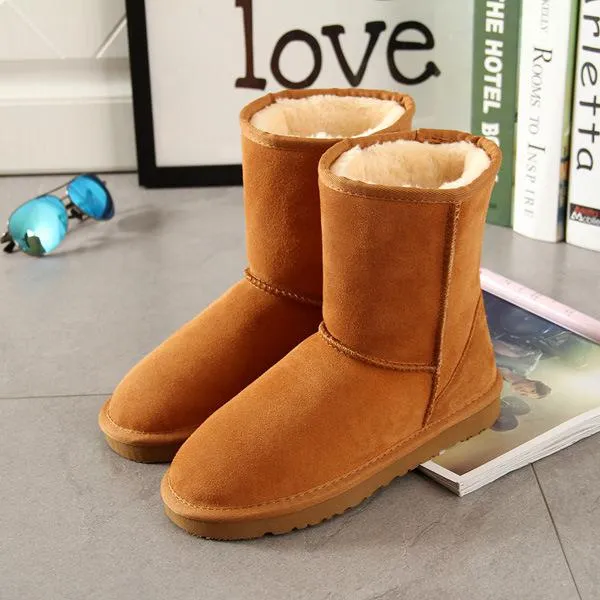 Leather Women Snow Boots