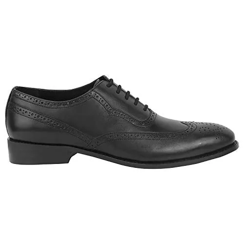 LIBERTYZENO Mens Wingtip Genuine Leather Oxford Dress Shoes 920 Black