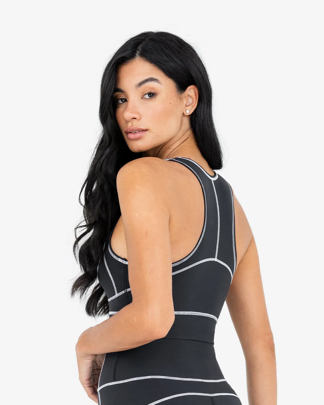 Life Contrast Racer Back Bra Black