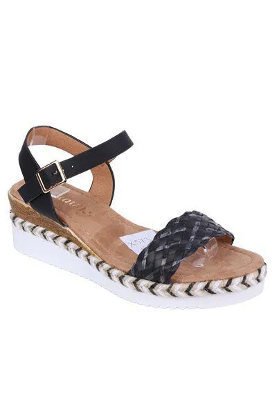 Lightweight Low Wedge Black Sandal