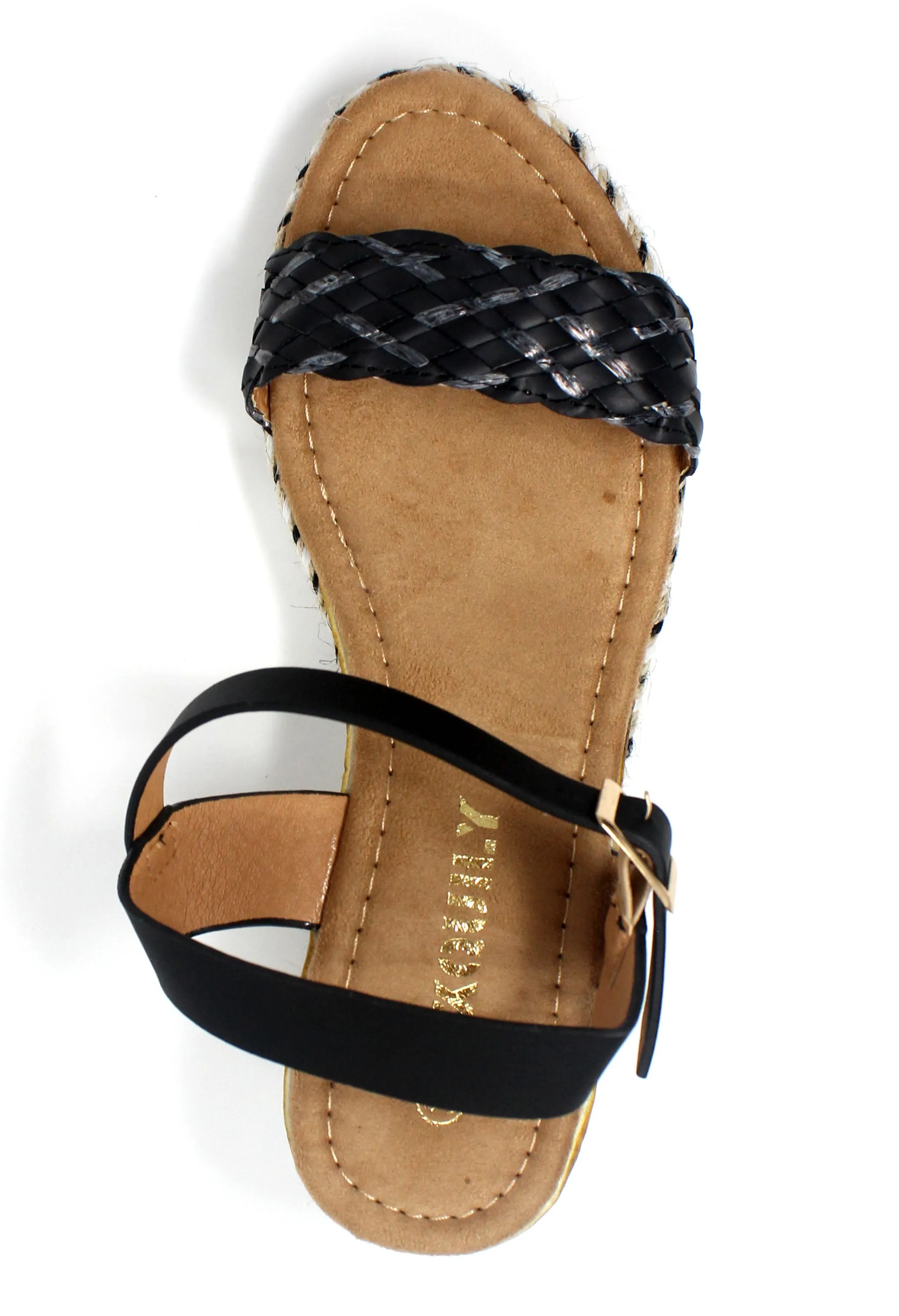 Lightweight Low Wedge Black Sandal