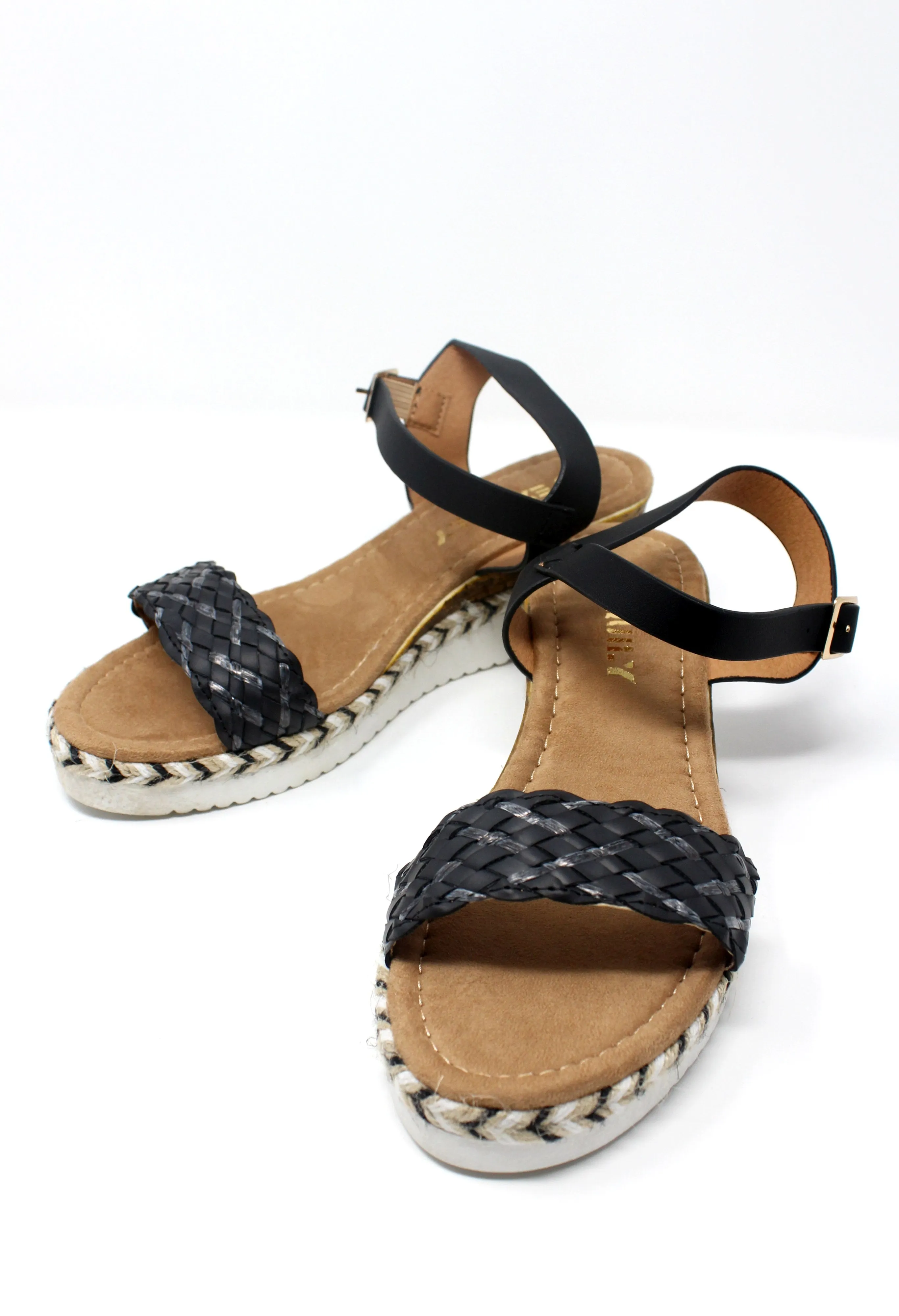 Lightweight Low Wedge Black Sandal