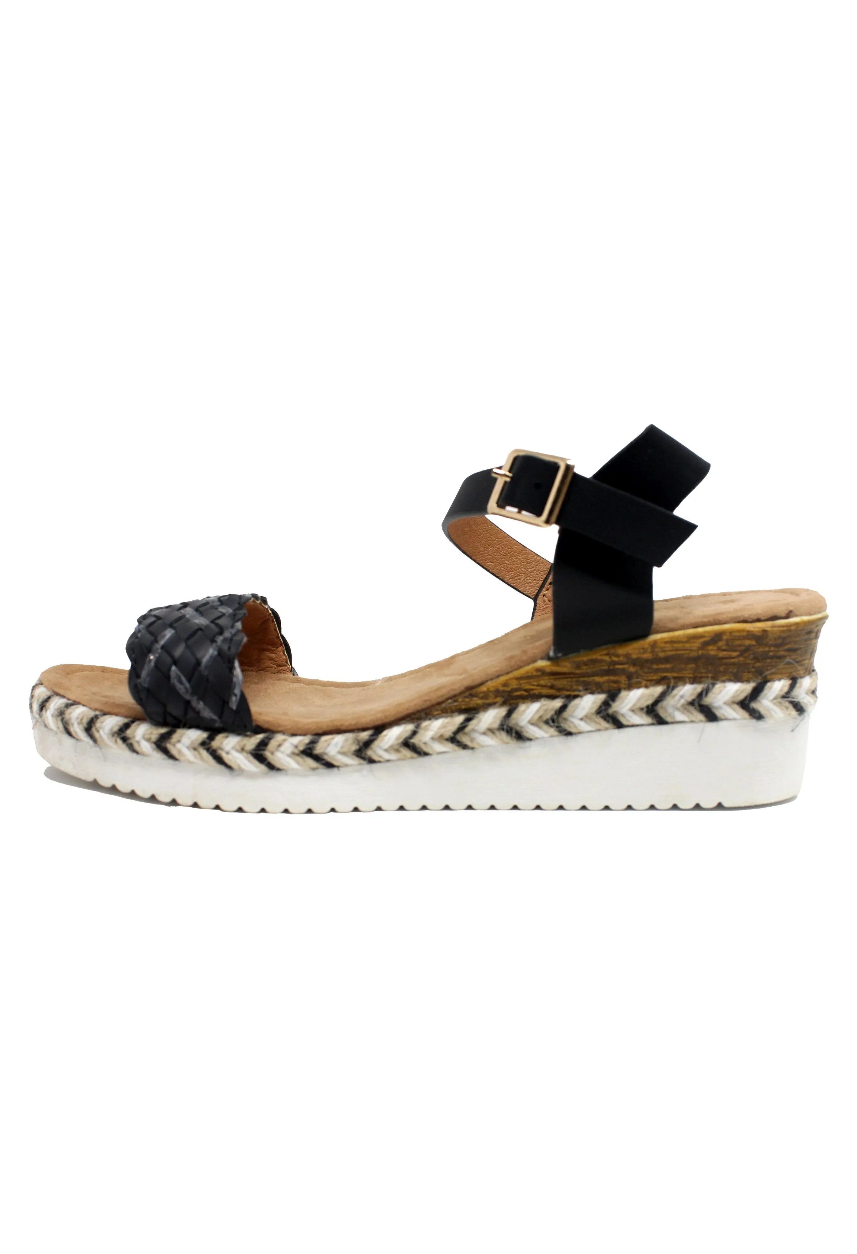 Lightweight Low Wedge Black Sandal