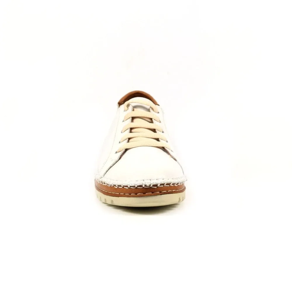 Lunar FLV026 Flow Ladies White Leather Lace Up Shoes