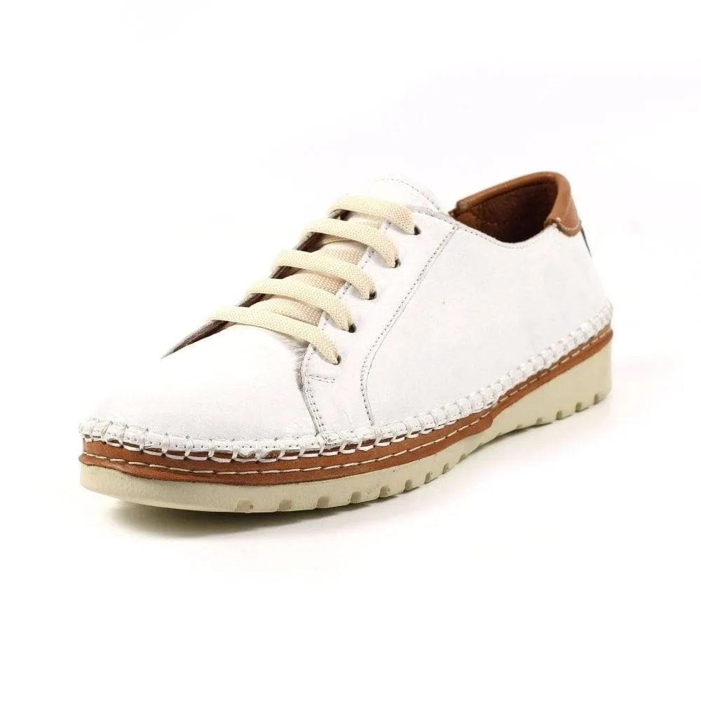 Lunar FLV026 Flow Ladies White Leather Lace Up Shoes