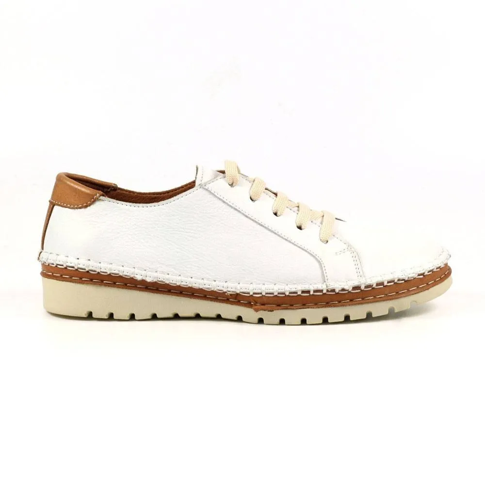 Lunar FLV026 Flow Ladies White Leather Lace Up Shoes