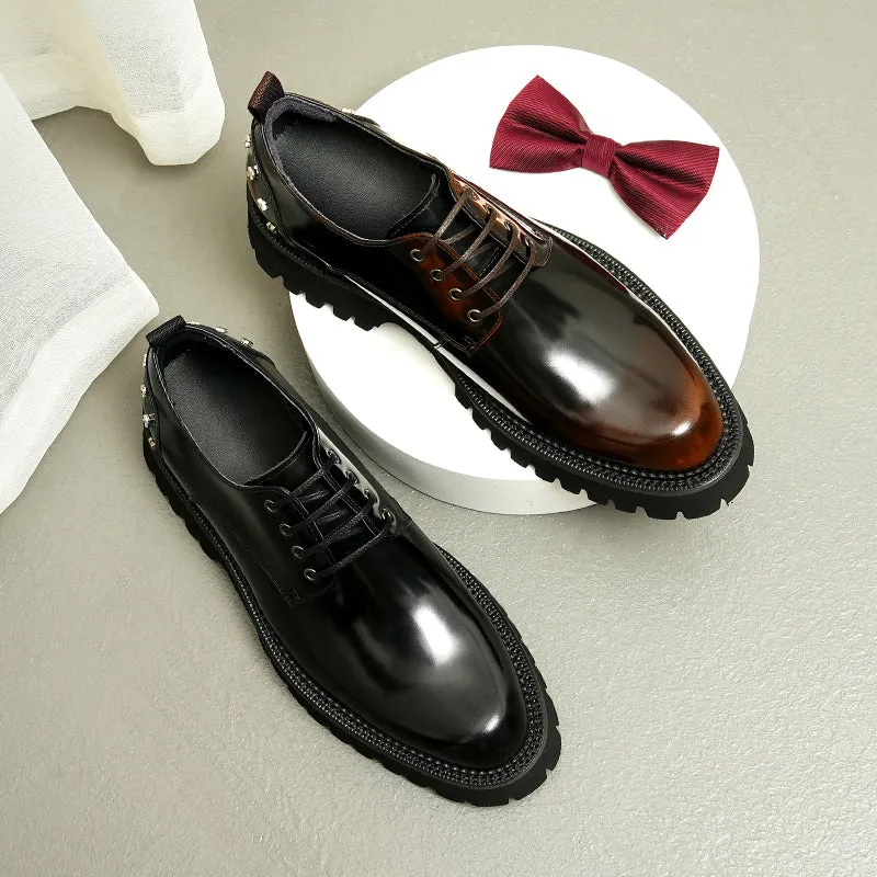 Luxury CrocLeather Lace-Up Oxford Shoes