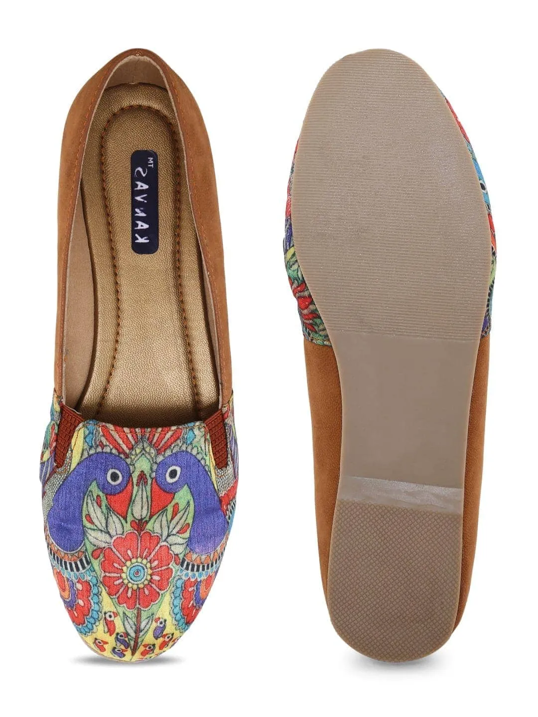 Madhubani Peacock Print Moccasins