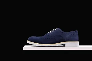 Mens Blue & Grey Suede Wingtip Dress Shoes