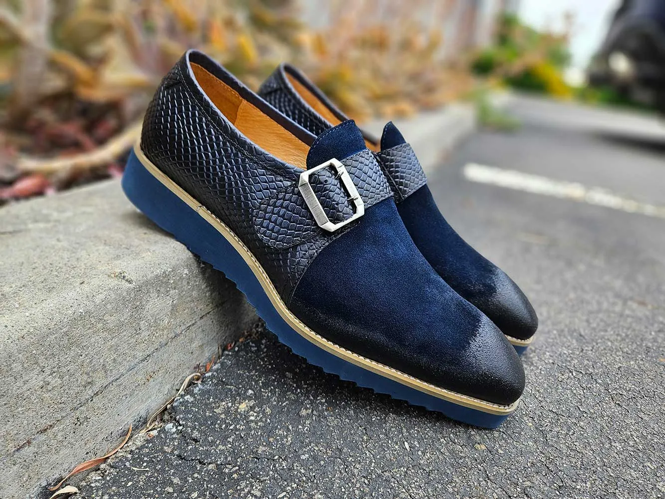 Multi Media Buckle Monkstrap Slip-on