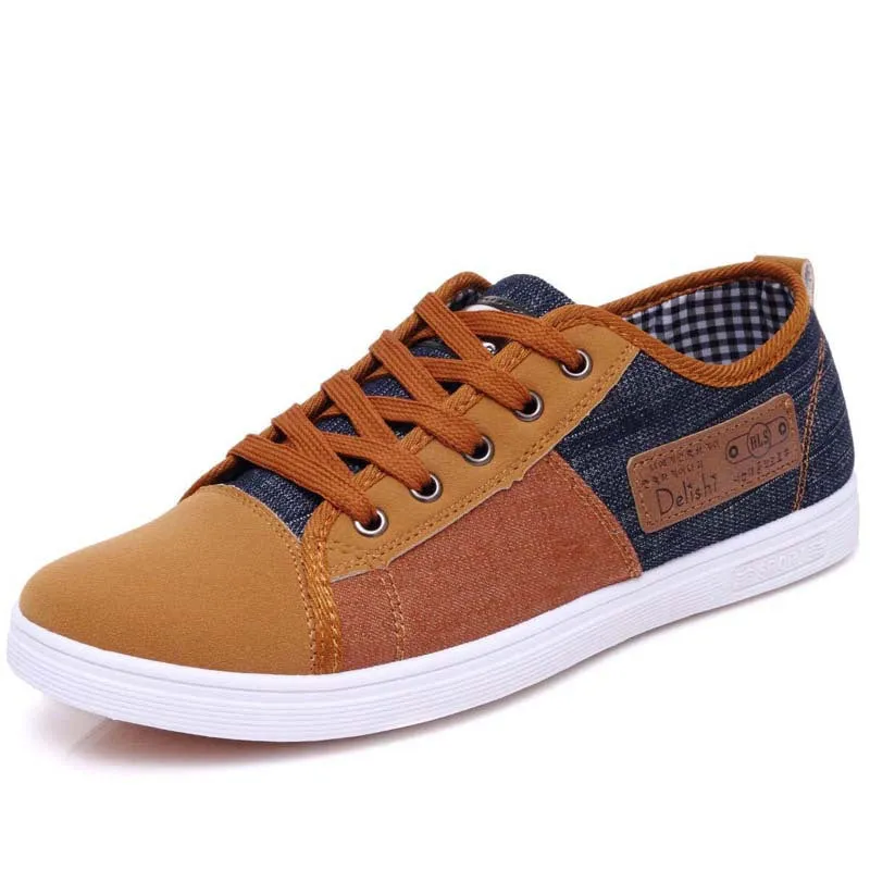 New arrival plimsolls canvas shoes men breathable Fashion patchwork men's sneakers lace-up platform casual gumshoes