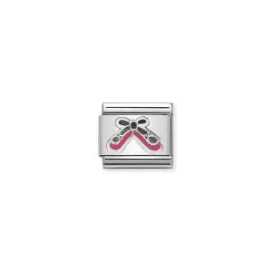 Nomination Composable Link Pink Ballet Shoes, Silver & Enamel