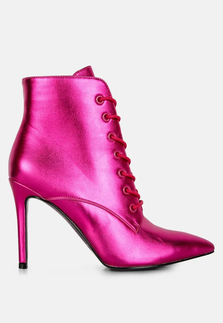 PIET Fuchsia Metallic Stiletto Ankle Boot