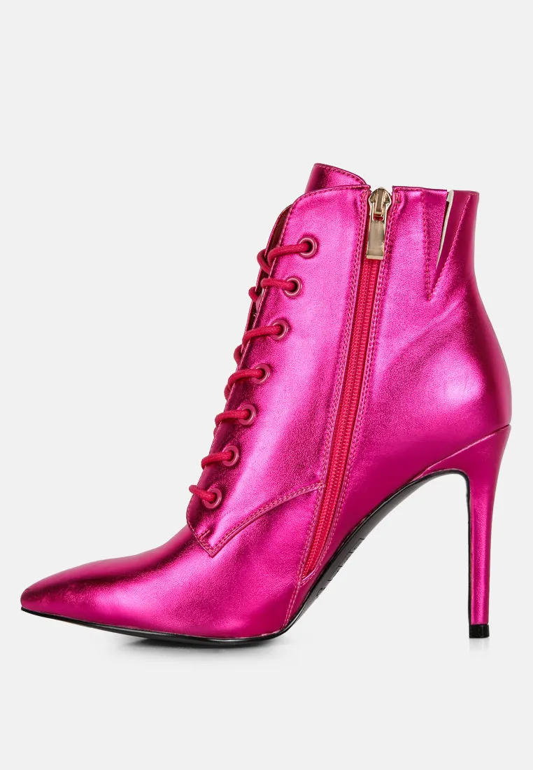 PIET Fuchsia Metallic Stiletto Ankle Boot