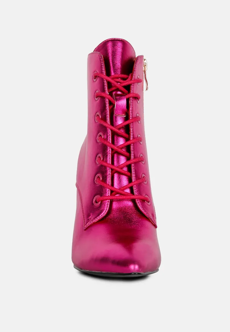 PIET Fuchsia Metallic Stiletto Ankle Boot