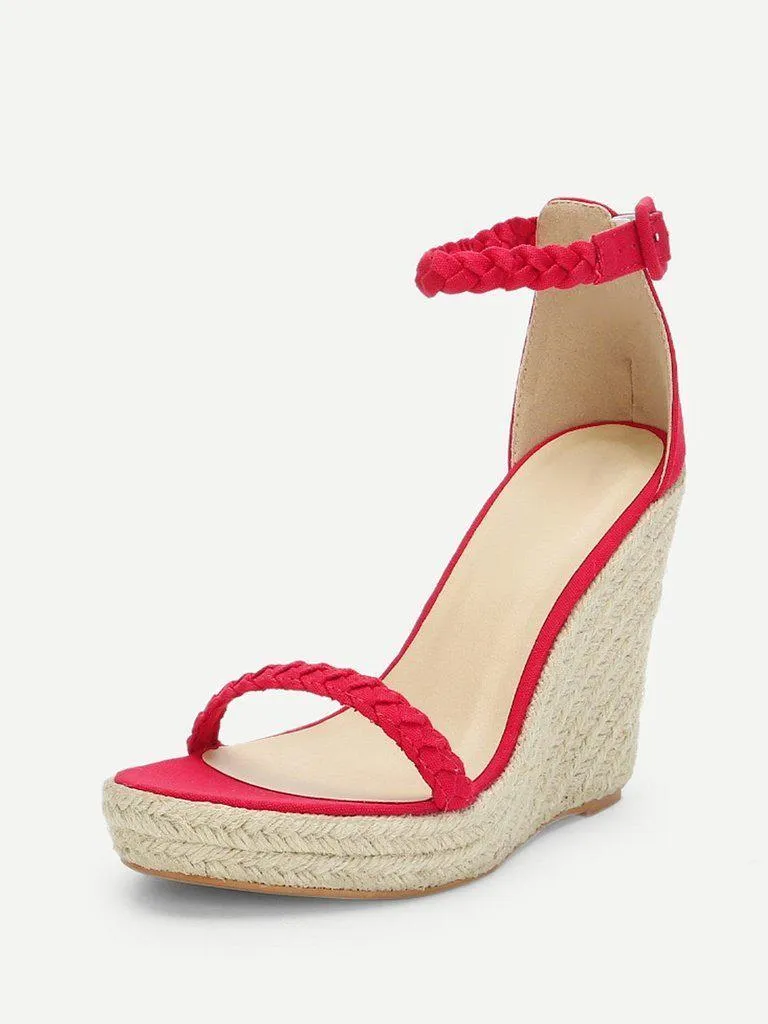 Plaited Strap Espadrille Wedge Sandals