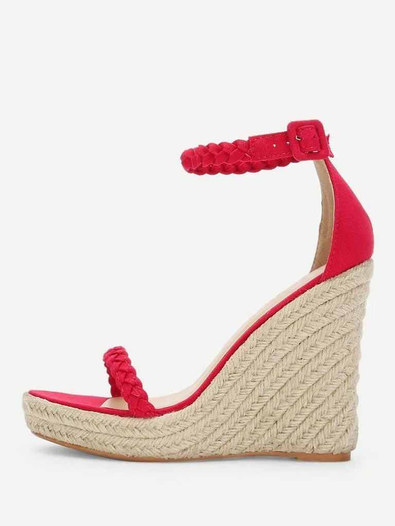 Plaited Strap Espadrille Wedge Sandals