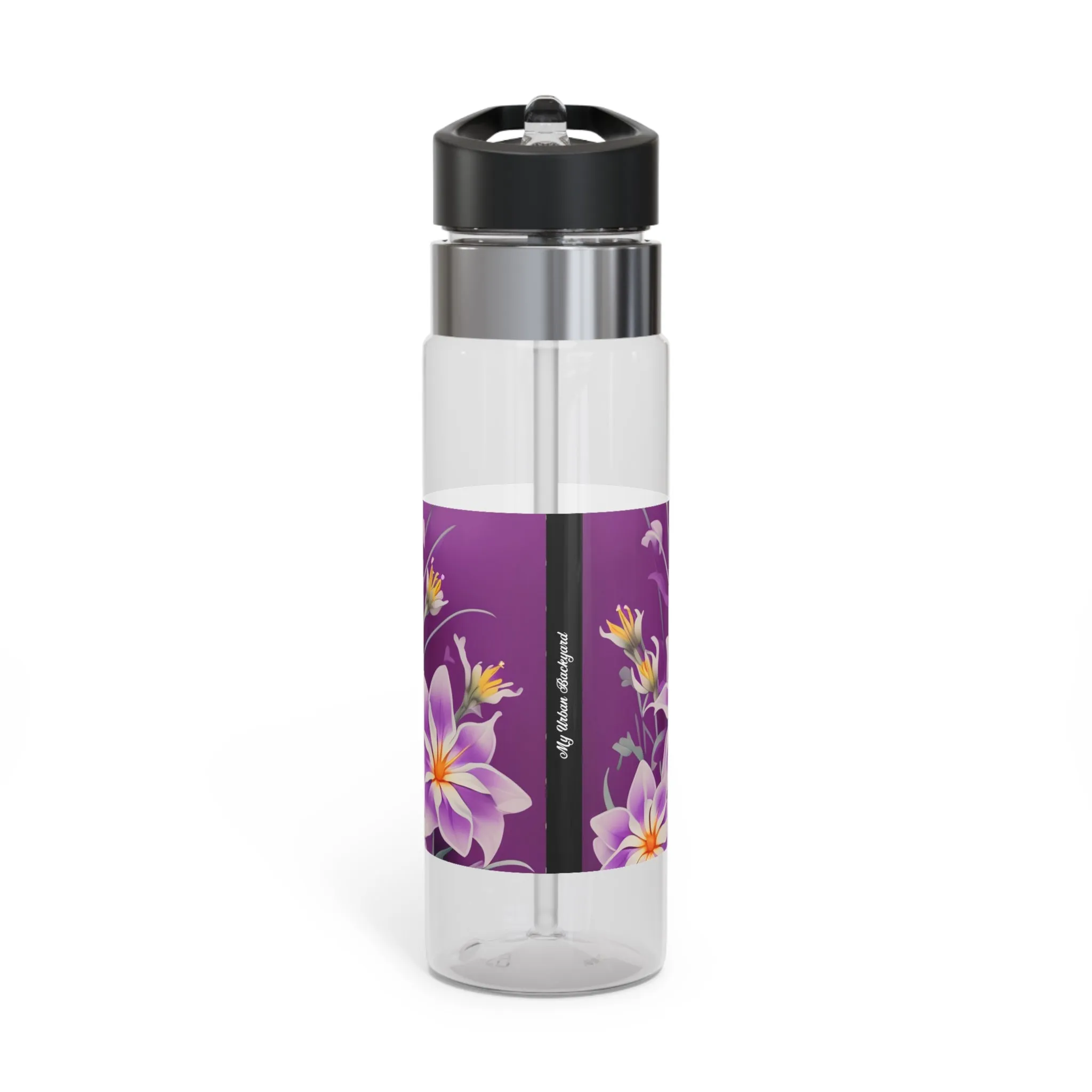 Purple Flowers, 20oz Sport Water Bottle, BPA-Free, Tritan™ plastic