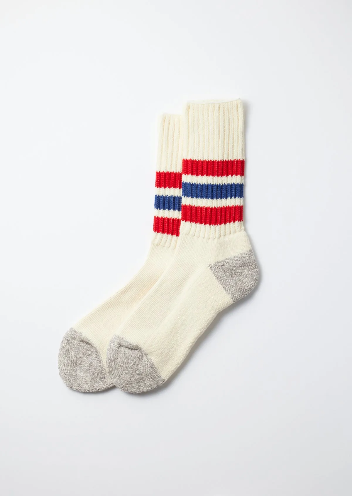 R1255 Coarse Ribbed Oldschool Crew Sock Chili/Red/Blue