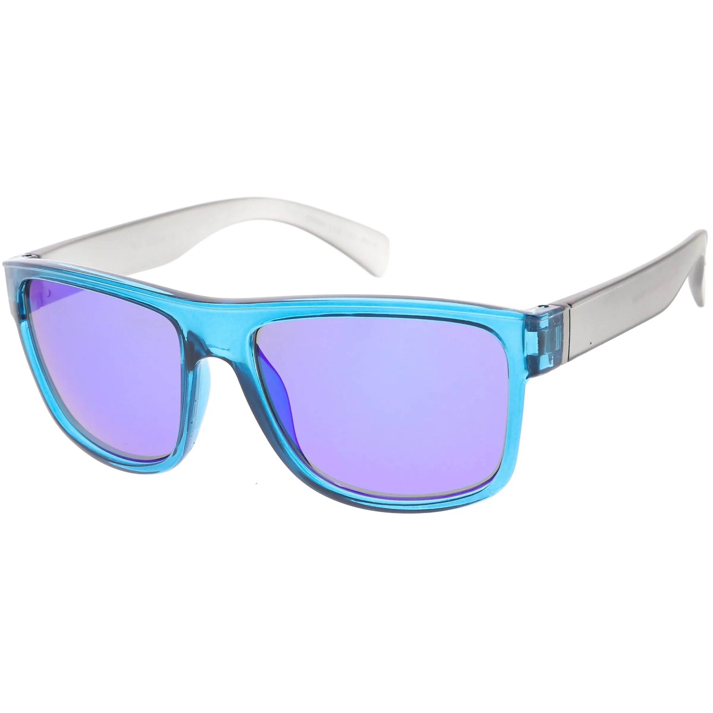 Radical Retro Skater Horned Rim Flash Mirrored Sunglasses C787