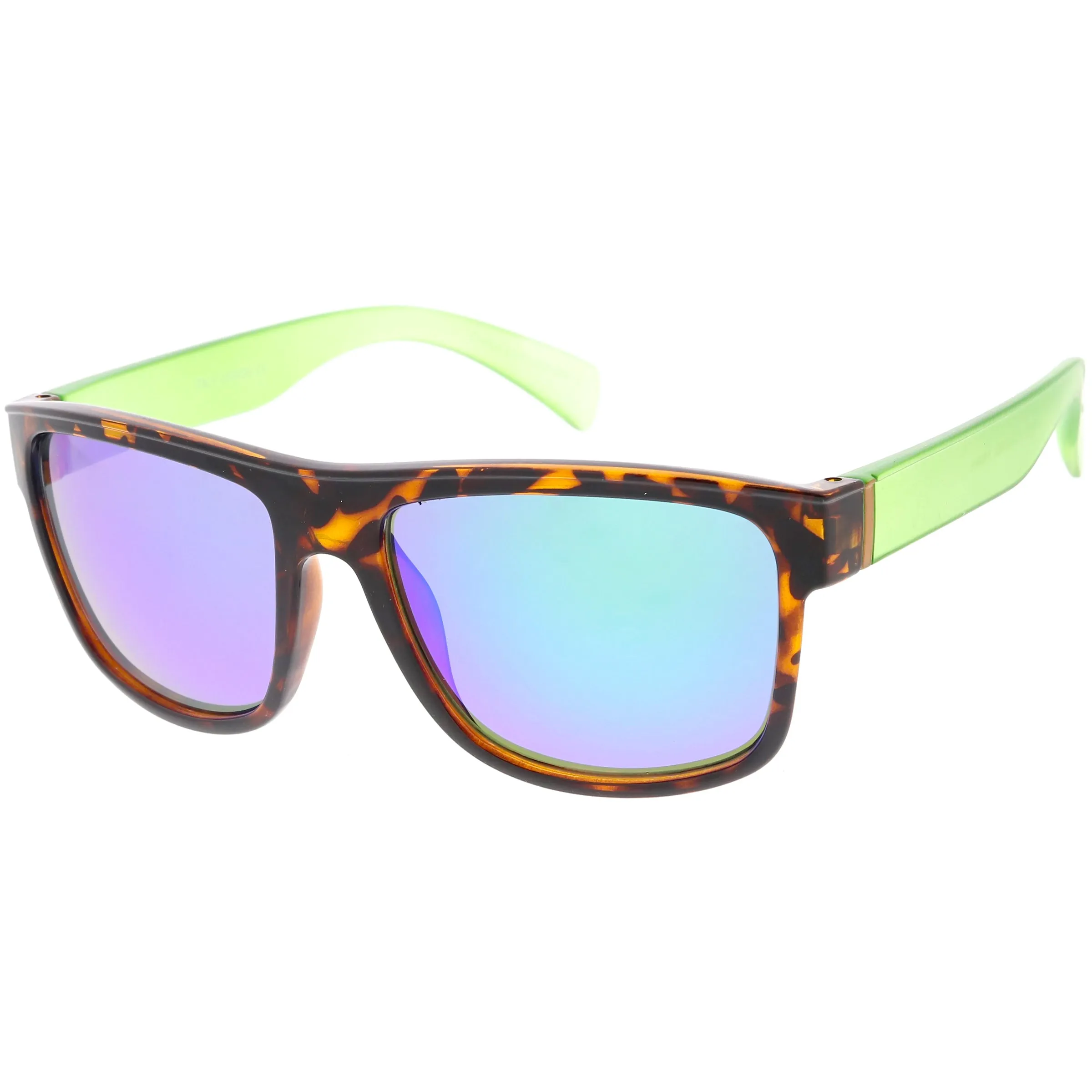 Radical Retro Skater Horned Rim Flash Mirrored Sunglasses C787