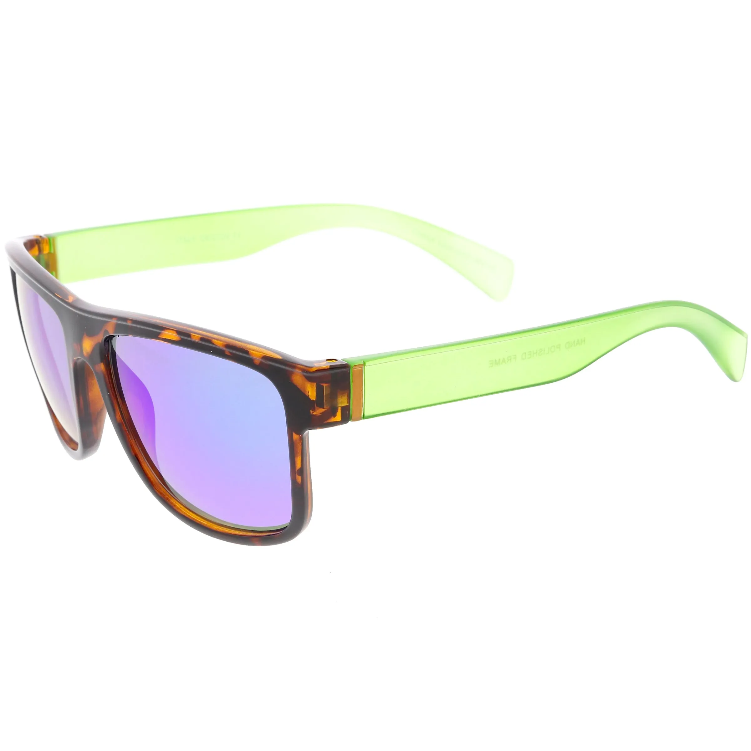 Radical Retro Skater Horned Rim Flash Mirrored Sunglasses C787