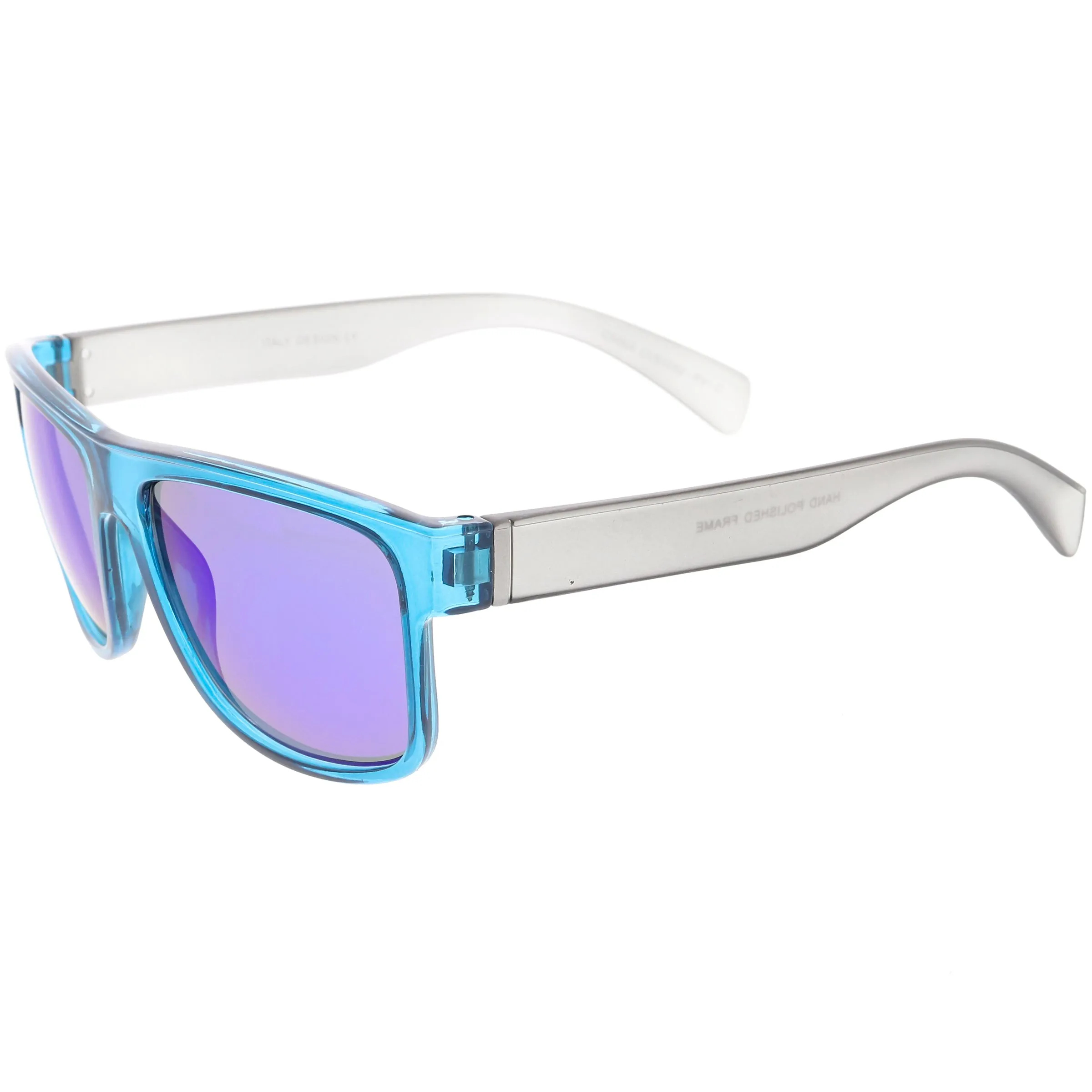 Radical Retro Skater Horned Rim Flash Mirrored Sunglasses C787