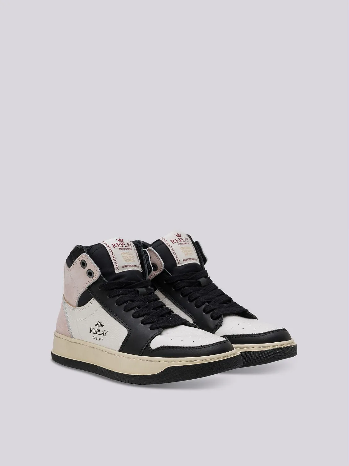 RELOAD W CAST MID-CUT LEATHER SNEAKERS WITH LACES